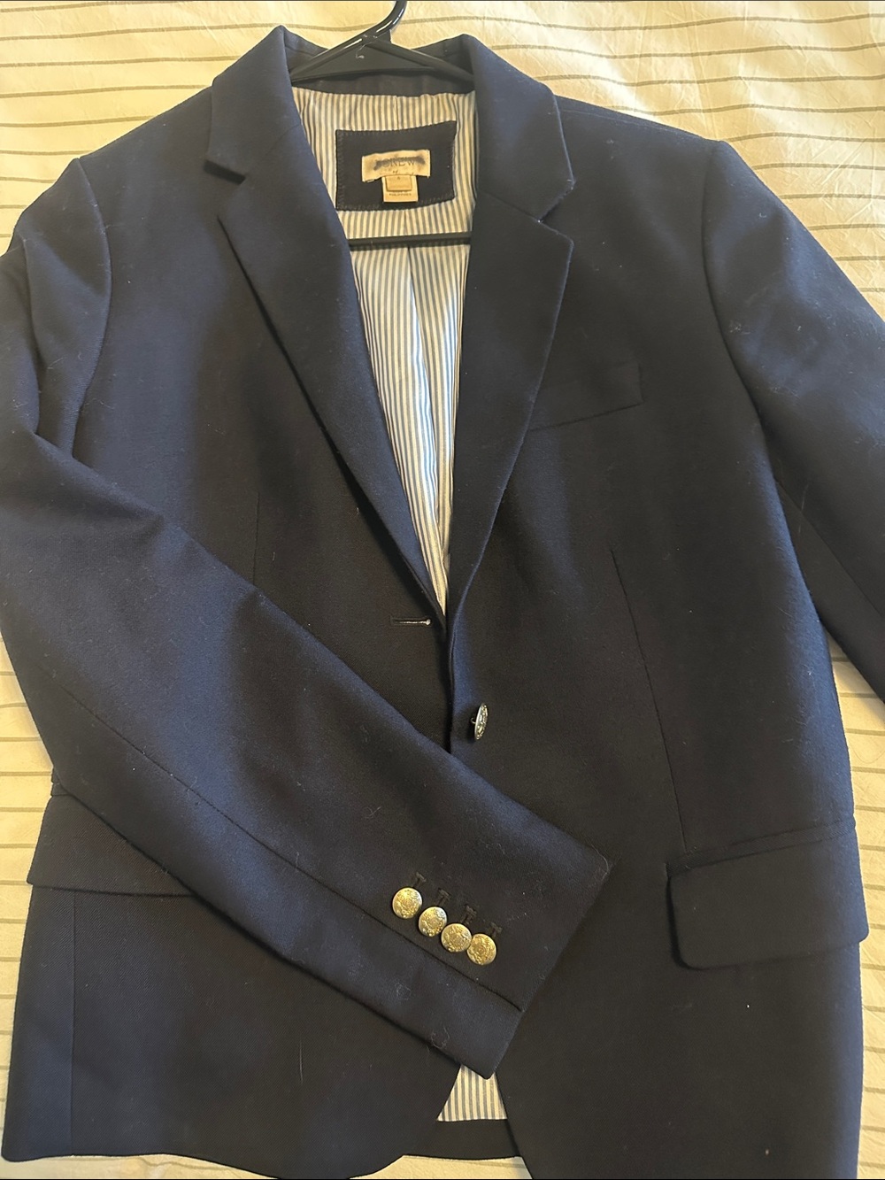 J.Crew Navy Blue Blazer Gold Crest Buttons